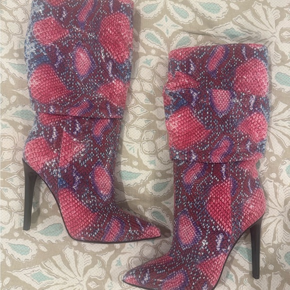 Marcell Von Berlin Pink Python Mid Calf Boots - Picture 8 of 9